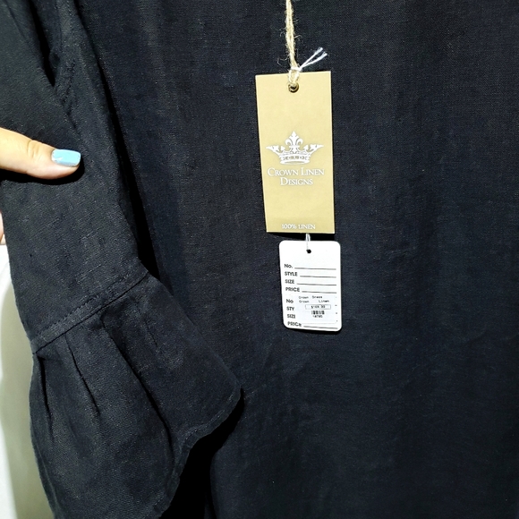 • SOLD • 100% Linen Blakely Bell Sleeve Dress NWT - Picture 4 of 6